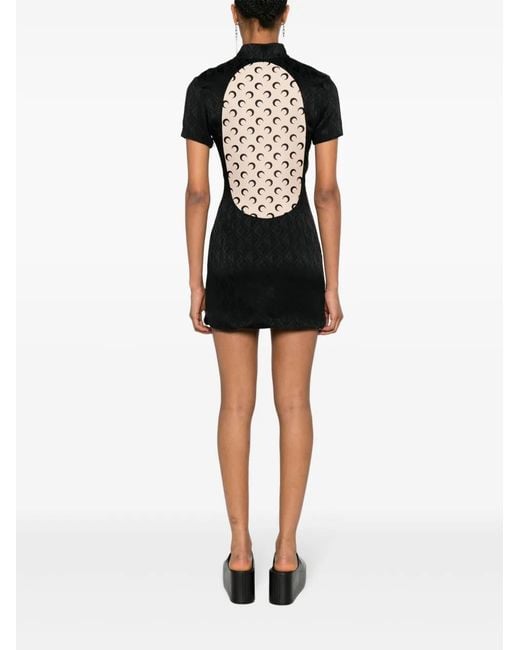 MARINE SERRE Black Jacquard Viscose Short Dress