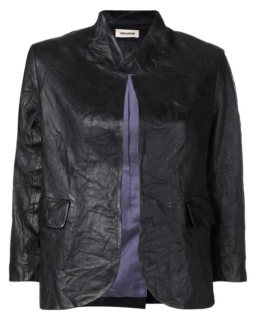 Zadig & Voltaire Black Creased Effect Leather Jacket