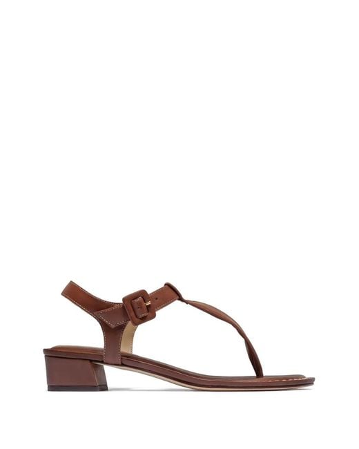 Bernardo Brown Goyara Buckle T-Strap Sandals