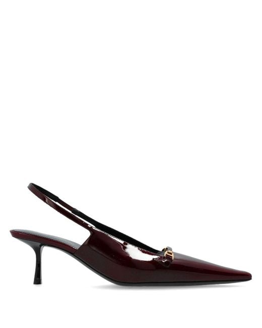 Saint Laurent Brown Slingback 60Mm Patent-Leather Pumps