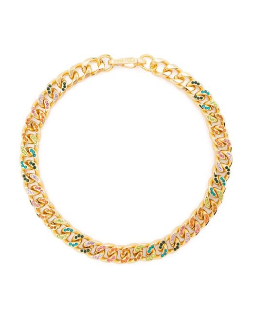 Bimba Y Lola Metallic Crystal-embellished Chain Necklace