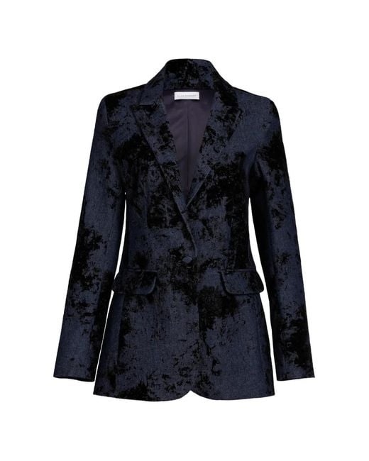 Silvia Tcherassi Blue Rebeca Velvet-Effect Jacket