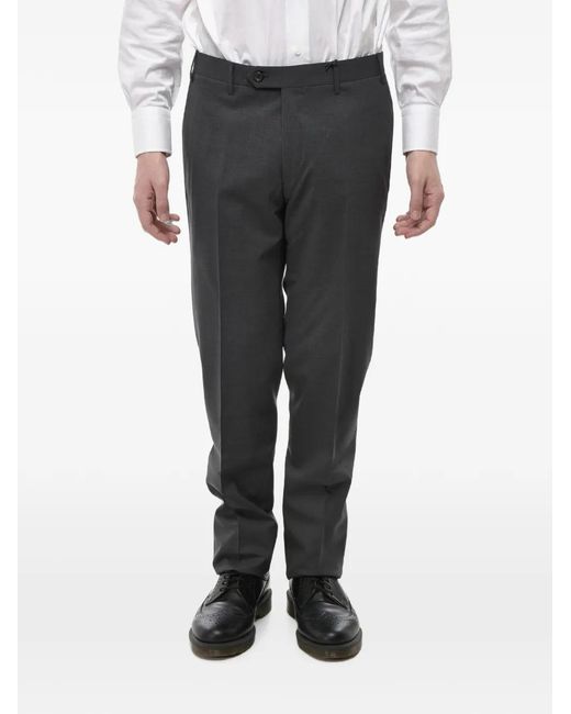 Corneliani Black Belt-Loop Virgin-Wool Trousers for men