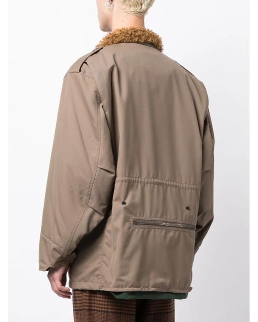 Kolor Brown Shearling-Collar Drawstring Jacket for men