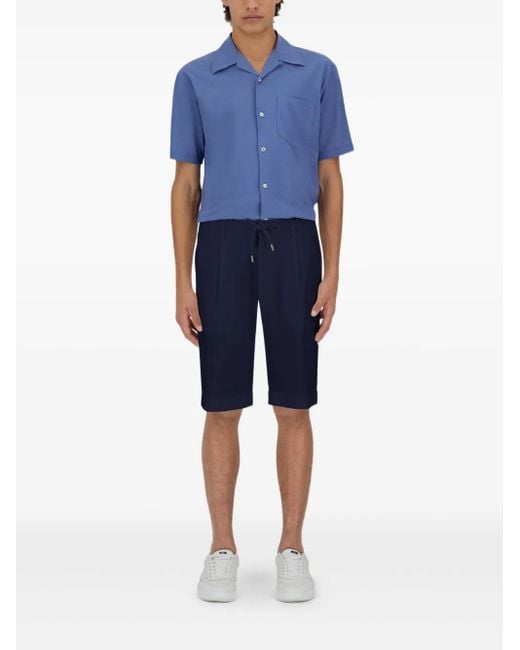 Herno Blue Pleated Drawstring Shorts for men