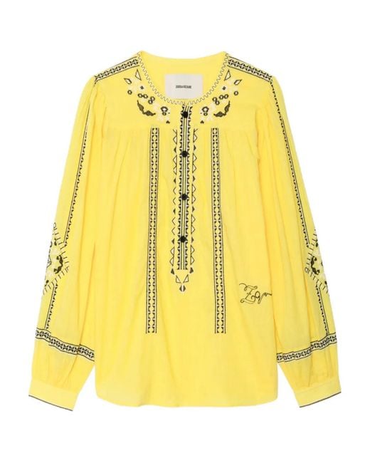 Zadig & Voltaire Yellow Tigy Embroidered Tunic