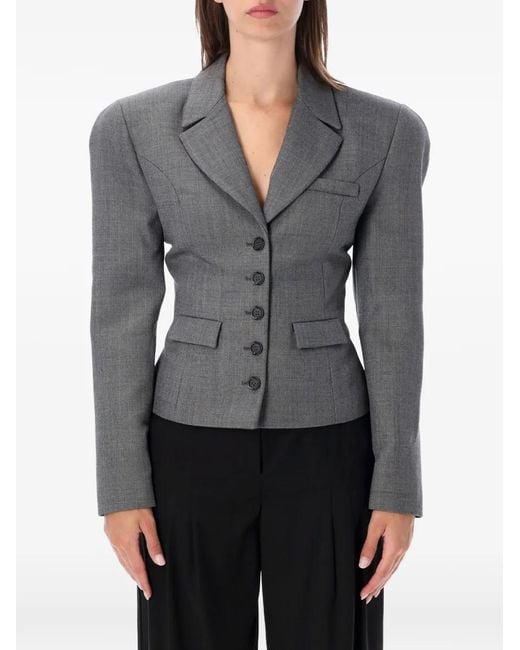 Magda Butrym Gray Belted Storm-Flap Blazer