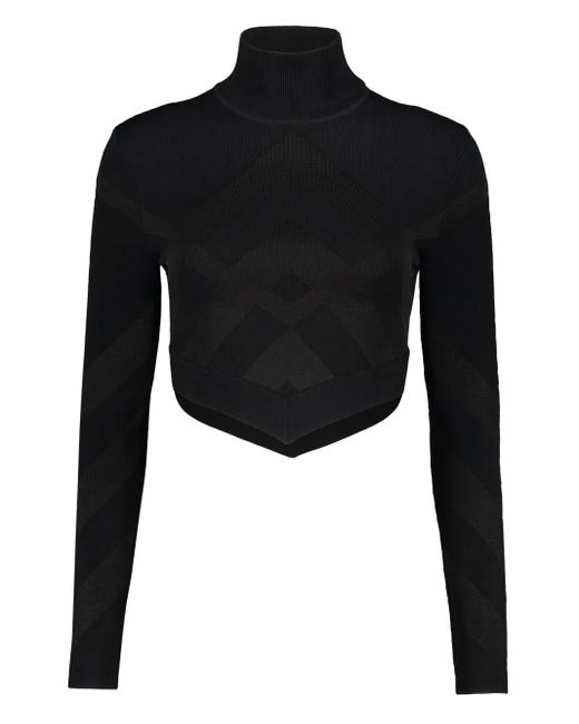 Burberry Black T-Shirt mit Jacquardmuster