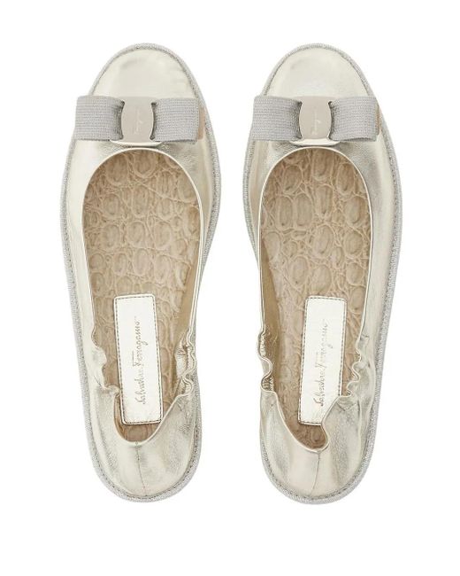 Ferragamo White Nomadic Stories Ballet Flats