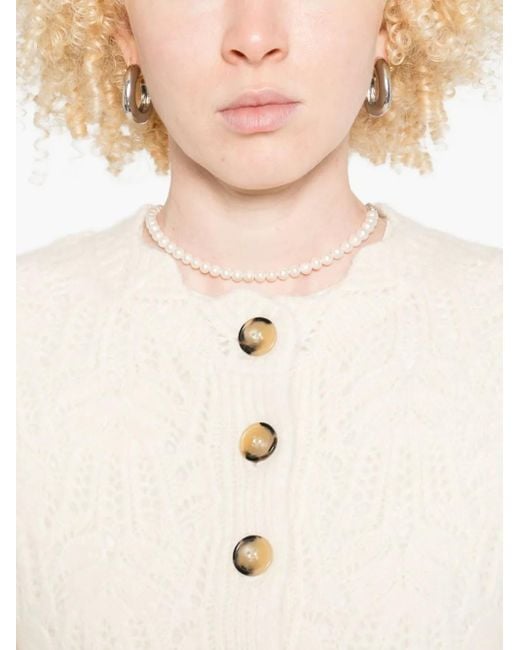 Isabel Marant Natural Button-Front Open-Knit Cardigan