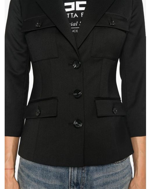 Elisabetta Franchi Black Multi-Pocket Blazer