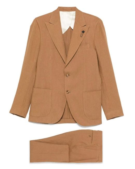 Lardini Brown Brooch-Detail Suit for men