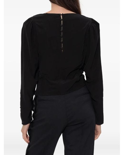 IRO Black Lace-Panelled Blouse