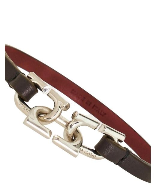 Ferragamo White Bicolor Gancini Bracelet for men