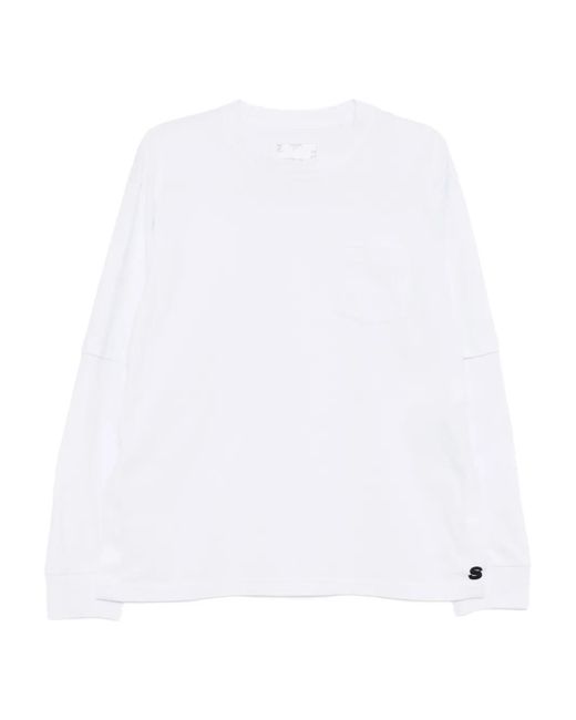 Sacai White Cotton Layered T-Shirt for men