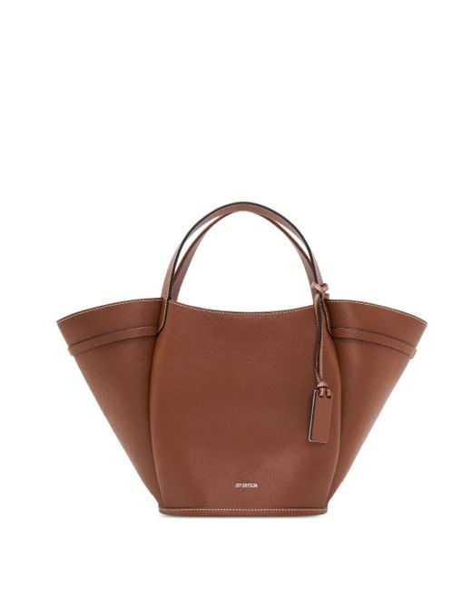 Joy Gryson Brown Pleated Bucket Tote Bag