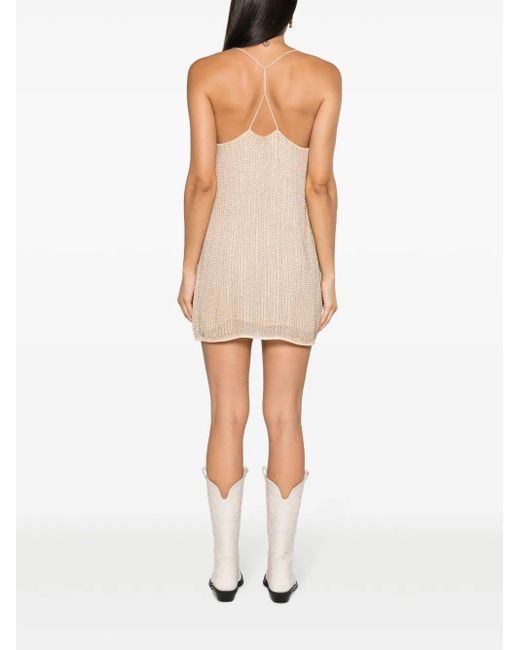 Zadig & Voltaire Natural Rhinestone V-Neck Minidress