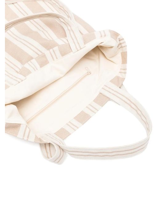 Mc2 Saint Barth White Striped St. Barth Tote Bag