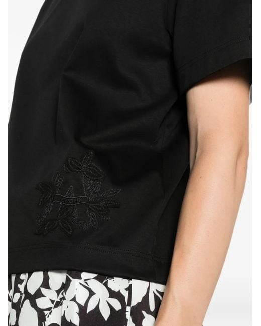 Agnona Black T-Shirt À Broderies