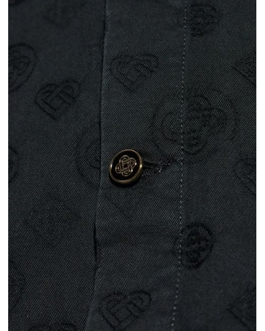 Camicia Goffrata Con Monogramma di Casablanca in Blue da Uomo