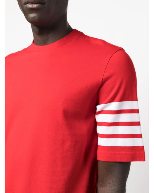 Thom Browne Red 4-Bar Stripe 2003-Print T-Shirt for men