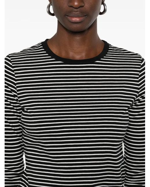 Nili Lotan Black Striped-Pattern T-Shirt