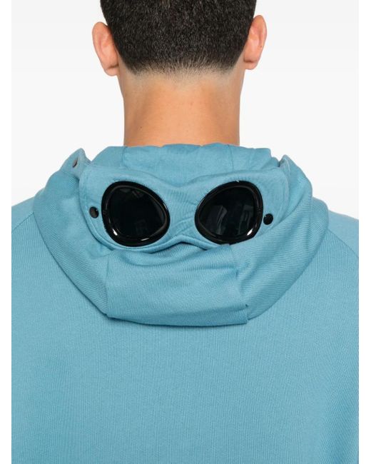 C P Company Blue Zip-Fastening Hoodie for men