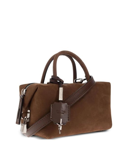 Max Mara Brown Small Holdall Suede Tote Bag