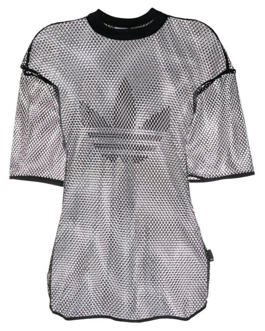 T-shirt en résille Adilenium à strass Adidas en coloris Gray