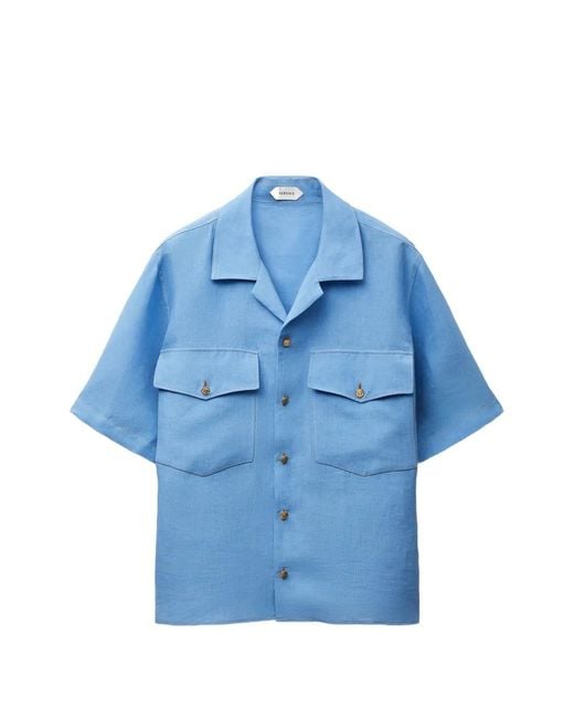 Versace Blue Linen Shirt for men