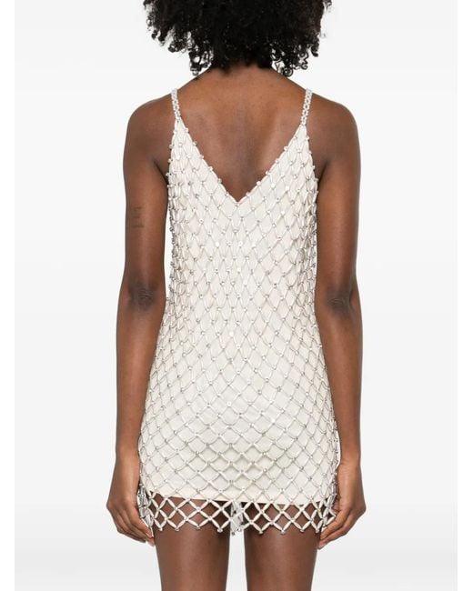 Maje White Short Beaded Dress With Lining