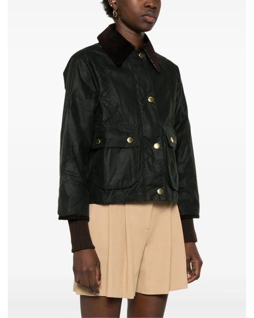 Barbour Black Beadnell Waxed Cropped Jacket
