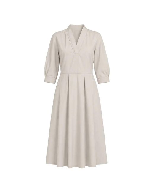 Liviana Conti White Madeleine Pleated V-Neck Dress