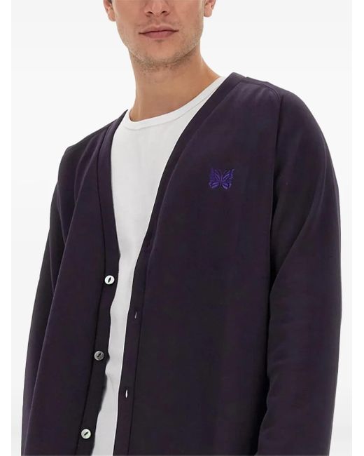 Needles Blue Cardigan With Logo for men