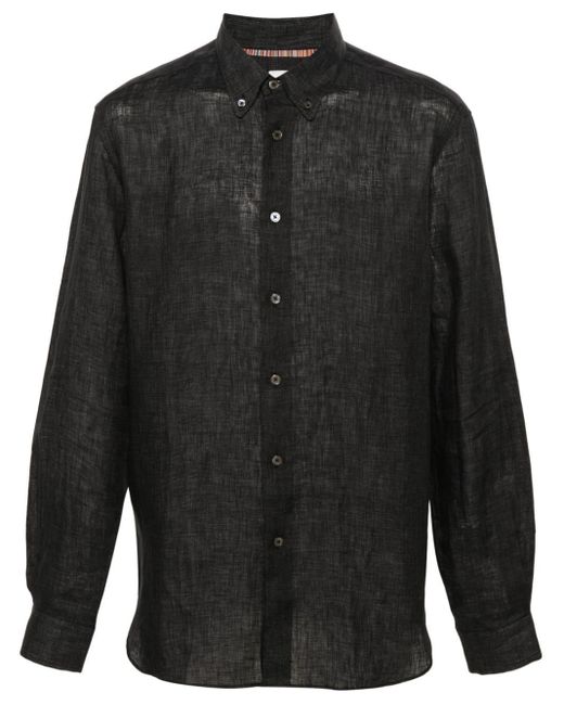 Paul Smith Black Linen Chambray Shirt for men