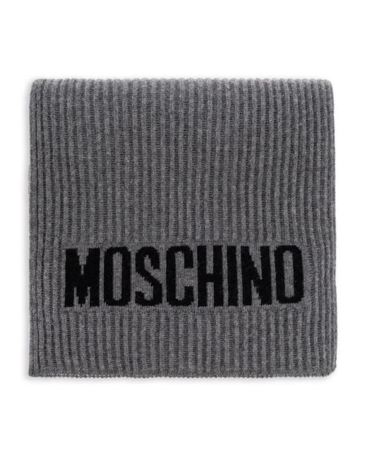 Écharpe Nervurée En Maille Intarsia Moschino en coloris Gray