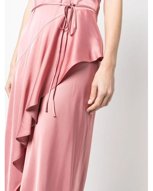 Twinset Pink Satin-Finish Long Dress