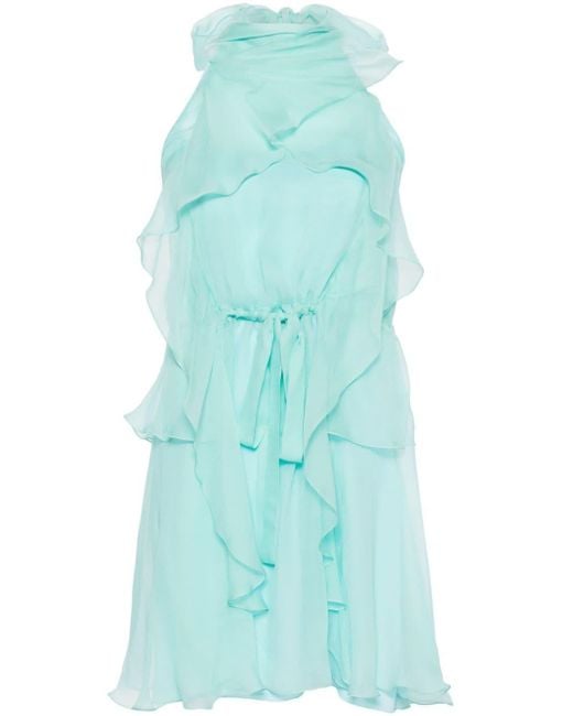 Alberta Ferretti Mini-jurk Met Ruches in het Blue