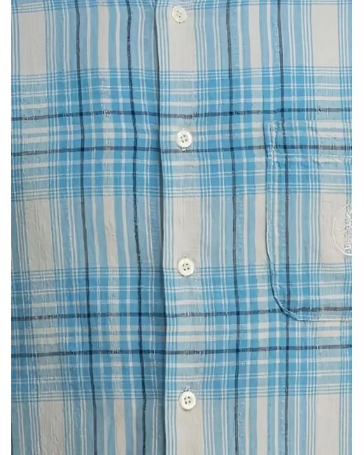 Thisisneverthat Blue Checked Embroidered Shirt for men