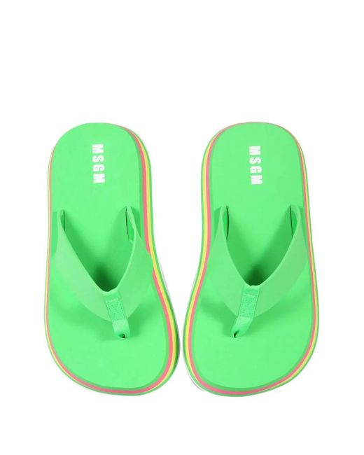 MSGM Green Claquettes Rayées