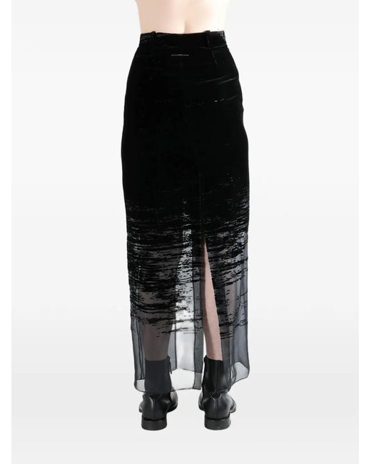 GRACE LING Black Glitch-Effect Maxi Skirt