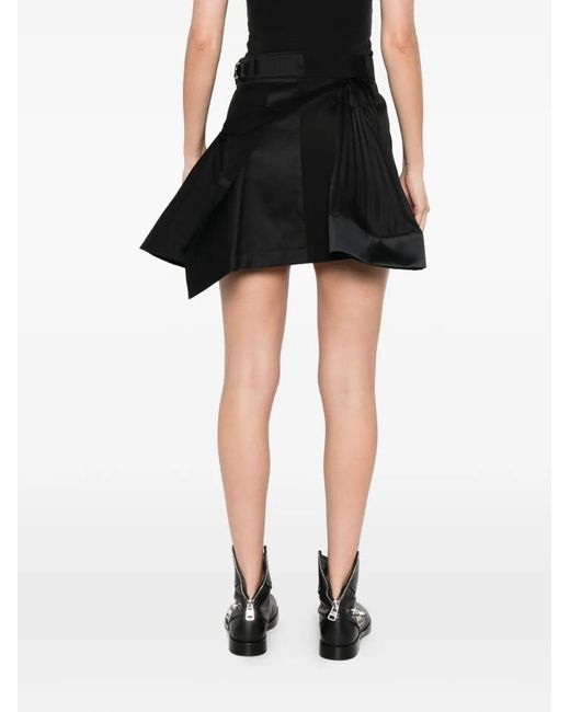 Sacai Black Pleated Panel Skirt