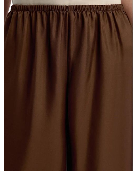 12 STOREEZ Zijden Palazzo Broek Met Elastische Taille in het Brown