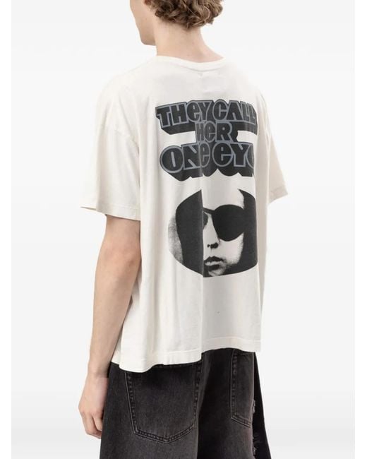 Marking Distance Gray One Eye Graphic-Print T-Shirt for men