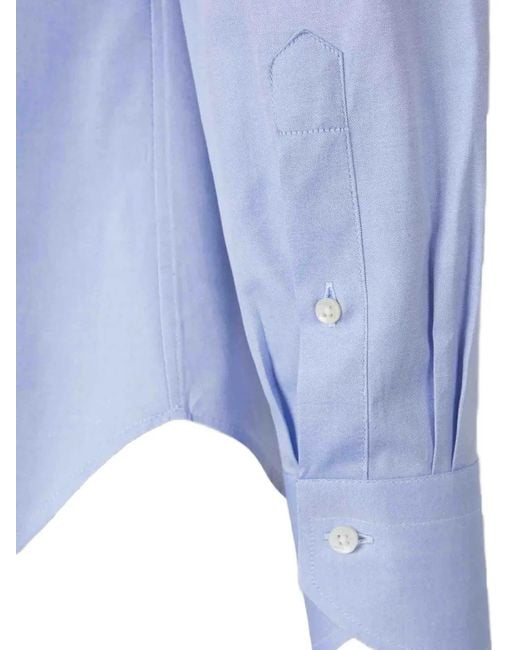 Canali Blue Spread-Collar Button-Down Shirt for men