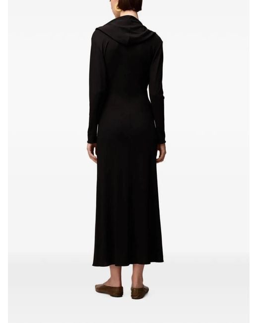 RETORI Black Draped Hooded Midi Dress