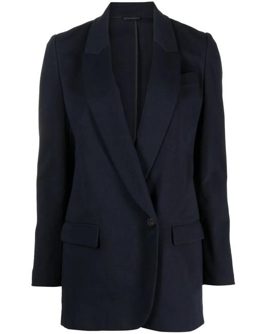 Brunello Cucinelli Blue Single-Breasted Tailored Jacket