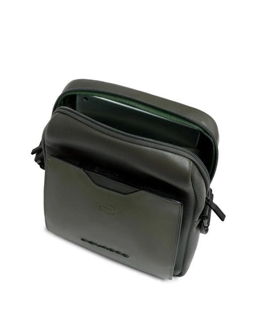 Piquadro Green Grained-Leather Cross Body Bag for men
