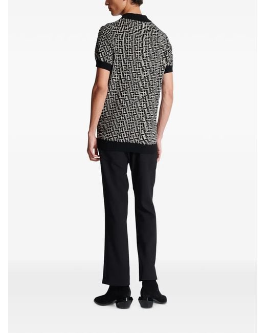 Balmain Black Polo With Monogram, ' for men