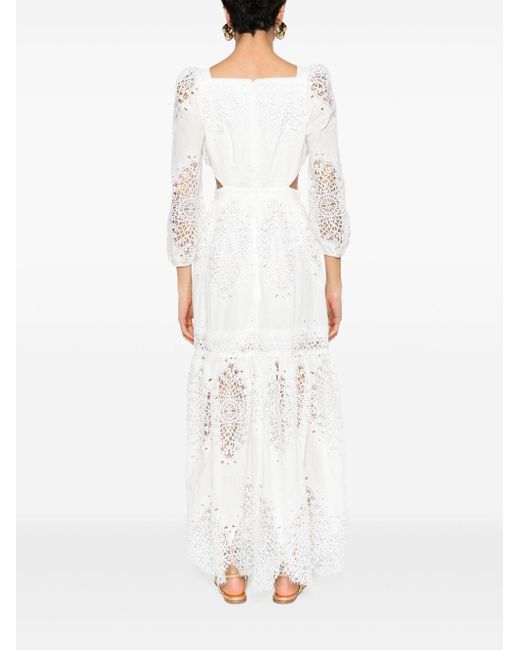 Evarae White Cara Lace-embroidered Maxi Dress